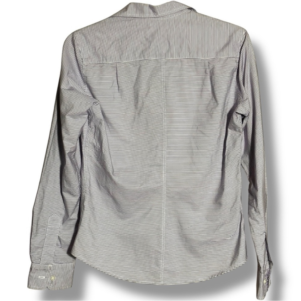 Frank & Eileen Women's Slim Fit Gray Striped Long Cuffed Sleeve Button Up Shirt - Picture 16 of 16